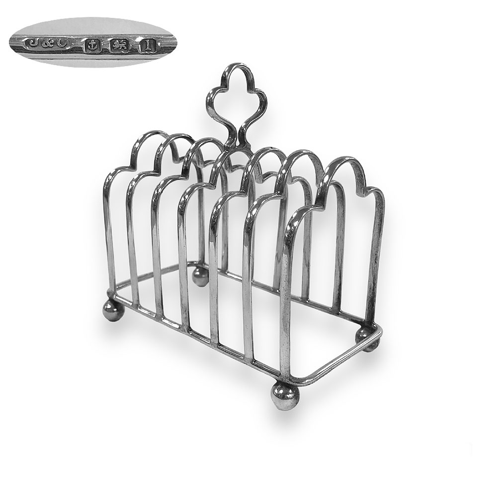 Antique Silver Toast Rack Birmingham 1910